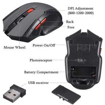 1600DPI 2.4 GHz Bezvadu Optiskā Pele Gamer PC Spēļu Klēpjdatoriem Jaunu Spēli Bezvadu Pelēm ar USB Uztvērēju Piliens Kuģniecības Mause H