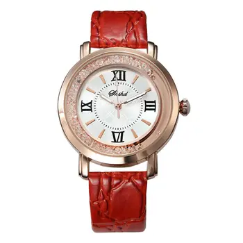 Modes Sieviešu Luksusa Kvarca Pulksteņi Balts Rhinestones Ādas Joslas Analogā Rokas pulksteni Dāvanas