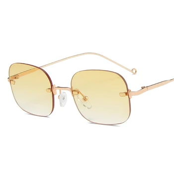 Karstā Pārdošanas 2021 Ģeometriskā Objektīvs Bez Apmales Saulesbrilles Par Sievietēm, Vīriešiem Metāla Rāmja Brilles Sieviešu Lunette Oculos Feminino