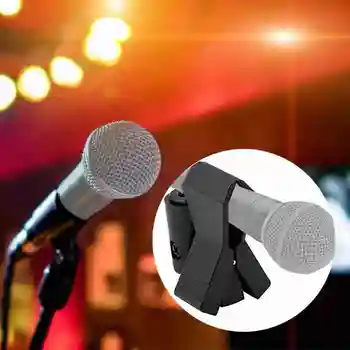 Universāls Plastmasas Bezvadu Mikrofons Clip Melno Vadu Mikrofoni Stāvēt Skavas Turētājs ar Atsperi