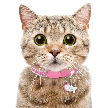 Kaķēns Kaķis Nosaukums Apkakles Ātri Atbrīvot Pet Cat Drošības Ieliktņi Ar Bell Personalizētu Zivju ID Tag Bling Rhinestone Kaķi Kaklarota