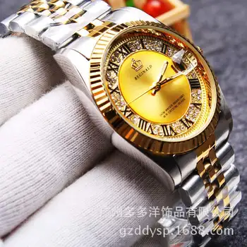 Luksusa Zīmolu REGINALD Vīriešu Rokas pulksteni Zelta Top Kvarca Modes Pulksteņu Vīriešiem Kleita Puse 50m Ūdens Izturīgs Dāvanu rokas pulksteņi