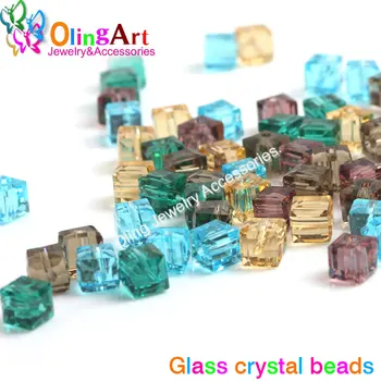 OlingArt 6MM 75pcs Multicolor sajauc taisni, caurums, kvadrātveida sadaļā kristāla stikla krelles DIY biezumu sānslīdi kaklasaite, kaklarota, rotaslietu izgatavošana
