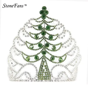 StoneFans Ziemassvētku Vainagu, Ziemassvētku Eglītes Rotas, Apdares Rhinestone Augu Vainagi Un Tiara, Lai Princese Un Karaliene, Dāvanas HG026