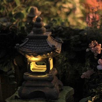 Āra Saules Zen Dārza Gaismas Skulptūru Laternu Pagoda Dārza Saules Gaismas Lampas Lauku Mājā Uz Balkona Statuja Dekori