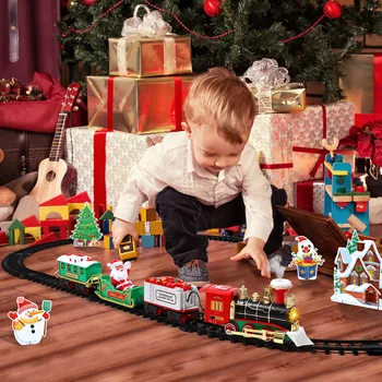 Ziemassvētku Train Set Elektriskais Vilciens Rotaļlietu Mini Modeli, Samontētu Sliežu Ceļu Rotaļlietas Ar Skaņas, Gaismas Bērni, Jaunais Gads, Ziemassvētki, Dzimšanas Dienas Dāvanu