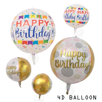 1gb 22inch 4D laimes Dzimšanas dienā, Folija Baloni Zelta pasaules Dzimšanas dienas svinības dekori Kāzu Dekori Bērnu Dušas Pieaugušo Dzimšanas dienu Piederumi
