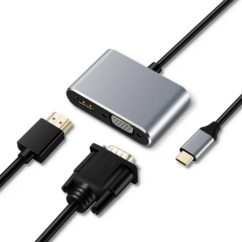 2 1 4 K Tipa k HDMI &VGA adapteri PD Uzlādes USB 3.0 Stacijas Adapteri Audio / Video Kabelis, USB C adapteri portatīvo datoru
