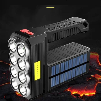 Prožektors, High Power Led Lukturi, Saules Uzlādējamām Spēcīgu kabatas Lukturīti Ultra Spilgti Āra Multi-funkciju Portatīvo Lāpu