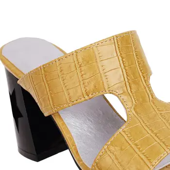 Sieviešu Sandales Modes Skaistas augstpapēžu Sandales Dāmas Vasaras Kurpes dzeltenā silver Plus Lieluma 40 41 45 47 zapatos mujer de
