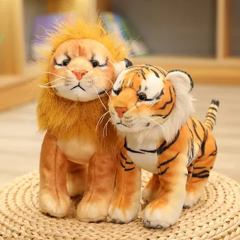 Simulācijas Programmatūru Liger Tīģeris un Leopards Pildījumu Plīša Rotaļlieta Reāli Lauva, Tīģeris, Leopards, Baby Sleeping Rotaļlietas, Svētku Dāvanas