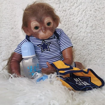 20Inch 46cm Roku darbs Atdzimis Orangutan Cute Mērkaķis Atdzimšana Lelles Reāli Dzīvesveidu Toddler Lelle Bērniem Dzimšanas dienas Dāvana