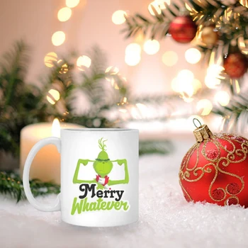 Ziemassvētku mājas apdare zaļā kažokādu monster Grinch Grinch keramikas kafijas zīmes kausa Ziemassvētku dāvana jaunajā gadā, dāvana bērnam, dāvanas