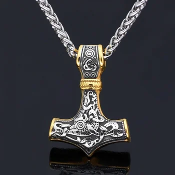 Viking Odin Thor ' s Hammer Ķeltu Rune Nerūsējošā Tērauda, Kulons, Kaklarota, Vīriešu Retro Dāvanu Modes Tendence Jaunas Rotaslietas