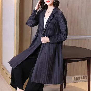 Miyake kroku kapuci vējjaka sieviešu rudens ir 2021. jaunu modes vecuma samazināšanu melna jaka jaka plus lieluma sieviešu apģērbu