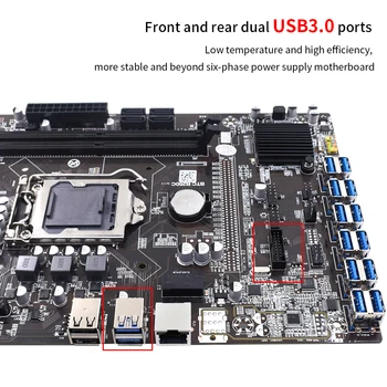 TISHRIC B250C BTC 12-Port USB Ieguves Mātesplates SATA Dual USB3.0 Porti, PCI-E16X Slots LGA1151 Atbalsta DDR4 DIMM operatīvā ATMIŅA