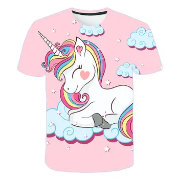 Bērnu Multfilmas Unicorn Apģērbu 2022 gada Vasaras Zēns Meitenes Smieklīgi Anime Īstermiņa Piedurknēm gudrs Unicorn Gadījuma teen Modes T-Krekls