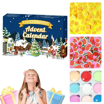 Adventes Kalendārs Ir 2021. Ziemassvētku Gļotas Fidget Rotaļlietas 24Pcs Dažādu Atpakaļskaitīšanas Kalendāra Rotaļlietas Putu Līmi Ziemassvētku Bērnu Dāvanu