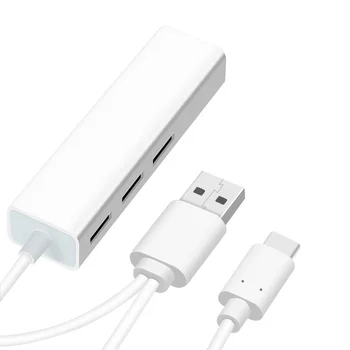 USB Ethernet LAN Tīkla Kartes Adapteris ar Typc C USB-C USB 2.0 HUB Ar Ethernet RJ45 Lan RTL8152 par Macbook Air, Pro 2018 Win 7