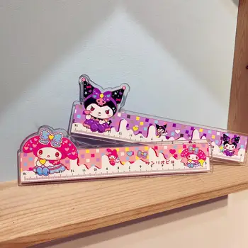 16Cm Kawaii Kuromi Cinnamoroll Manu Melodiju Kittys Sanrio Plīša Caurspīdīgs Lineāls Cute Karikatūra Lelle Anime Plīša Rotaļlietas Meitenēm Dāvanu