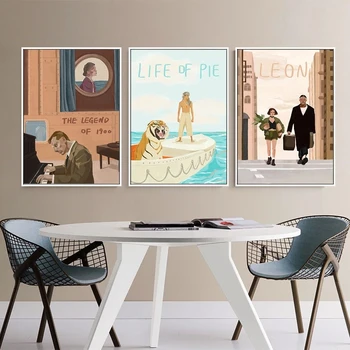 Leon klasiskās filmas plakāts, klasiskās kanvas glezna abstraktās mākslas audekls gleznošanai mūsdienu dzīves telpā, mājas apdare, krāsošana