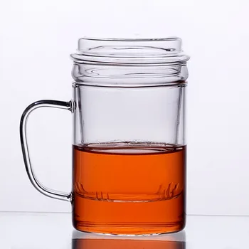 450ml Rokasgrāmata Īss Drinkware Krūzes Dubultās Sienas Stikla Tējas Dzeršana ar Tējas Infuser un Vāks Caurspīdīgs Tējas Tases