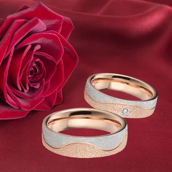 Rožu Zelta Smirģelis Kāzu gredzeni viņa un viņas Alianses engagment pāris gredzenu vīriešiem un sievietēm oriģinālās rotaslietas dizainers