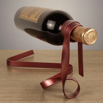 Radošā Burvju Peldošās Vīna Pudeles Turētājs Anti Gravitācijas Apturēšanu Vīna Plaukts Dzelzs Lentes Viena Pudele Galda Vīna Plaukti