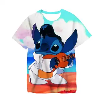 Meiteņu Vasaras Karikatūra Anime Drēbes Stich 3D Drukas Tshirts Maziem Bērniem Īsām Piedurknēm Modes Smieklīgi T-krekli Bērnu T Krekls 4-14Y