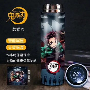 Anime Dēmons Slaye Smart Nerūsējošā Tērauda Krūzes Siltuma Izolācija Ūdens Pudeli LED Temperatūras Displejs Saprātīga Termosa Pudeles