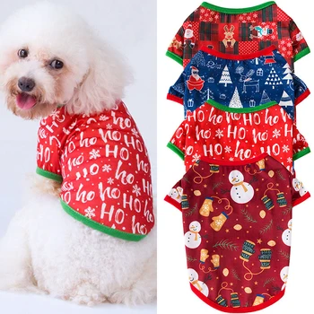 Ziemassvētku Stilā suņu apģērbu ar Īsām Piedurknēm mājdzīvnieku apģērbu Ērti jorkšīras terjers t krekls mājdzīvnieku apģērbu chihuahua Pet Piegādēm