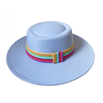 Sieviešu Ziemas Violeta Porkpie Cepuri eleganti retro stila Britu vilnas džeza cepuru rudens un ziemas tīrtoņa krāsu Panamas cepure