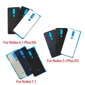 Aizmugurējais Stikls Aizmugurējā Vāka Nokia 7 7.1 / 5.1 Plus / X5 / 6.1 Plus / X6 / 8.1 / X7 Akumulatora Durvju Mājokļu Akumulatora vāciņu atpakaļ