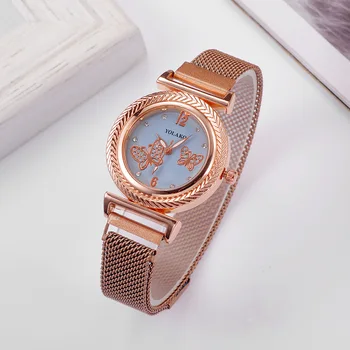 2020New Modes Rhinestone Sieviešu Skatīties Tauriņš Skalu Dāmas Skatīties Milano Kvarca pulkstenis ar Feromagnētiskiem sievietes luksusa pulksteņi