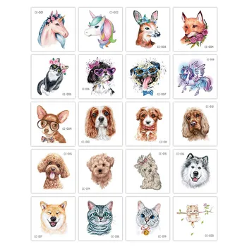 20 GAB./KOMPLEKTS Karikatūra Tetovējumiem Bērni Puse Aplauzums Ziedu Kaķis, Suns Unicorn Tauriņš Pagaidu Body Art Uzlīmes, Vienreizlietojamie