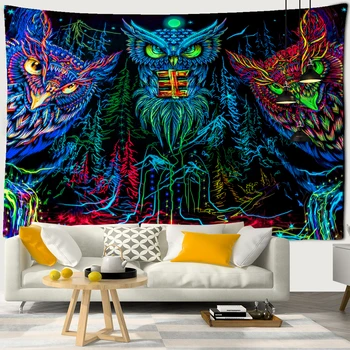 Gobelēns Krāsu Psychedelic Pūce Sienas Hipiju Bohēmijas Sienas Karājas Mākslas Zinātniskās Fantastikas Maģija Dīvāns Gultas Apdare
