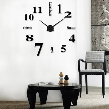 Radošā sienas pulkstenis akrila pulkstenis mājas apdare DIY sienas uzlīmes pulkstenis