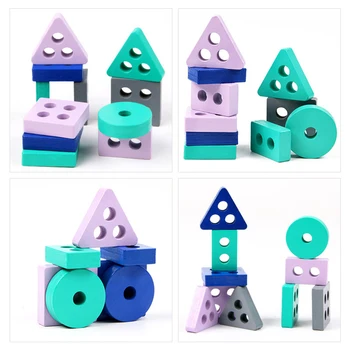Mini Koka Montessori Rotaļlietas, Celtniecības Bloki Agrīnās Mācīšanās Izglītības Rotaļlietas Krāsu, Formu Izziņas Spēles Bērniem, Rotaļlietas Zēniem Meitenēm