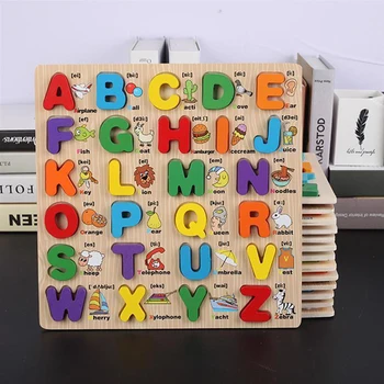 Bērni Bērnu Izglītības Alfabēta Izziņas Izruna Pareizrakstības Mācību Materiāli, Rotaļlietas Koka Angļu Alfabēta Burti Jigsaw Puzzle