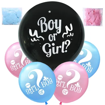 36inch Black Dzimumu Atklāt Lateksa Baloni Dzimumu Atklāj, Zēns Vai Meitene Bumba Ballon Baby Puse Zila, Rozā Konfeti Dekoru Piederumi