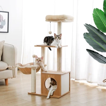 Kaķis Nesaskrāpē Amatu, lai Kaķēns daudzlīmeņu Cat Tree Tower Condo Rotaļlieta Kaķis Lekt Tūrisms Liela Plaša Hummock arbre à čats
