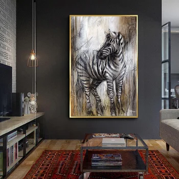 Vintage Anotācija Roku Sagatavots Zebra Dzīvniekiem Ziemeļvalstu Mūsdienu Audekls Gleznošanai Plakātu Izdrukas Sienas Art Attēlu, Viesistaba, Mājas Dekoru