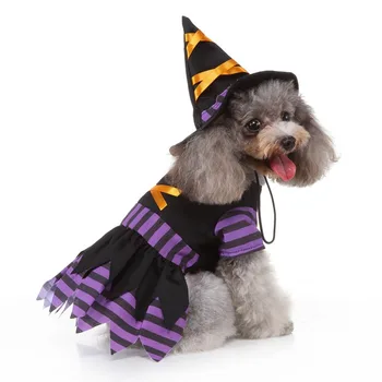 Halloween Funny Pet Cat Drēbes, Suņu Apģērbi Raganu Kostīmu Suņi Cosplay Tērpu komplektu ar Cepuri Mērci Kaķa Kostīms Puse