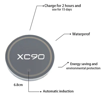 Gaismas Auto Ūdens Kausa Kalniņi Turētājs 7 Krāsains USB Uzlādes Auto Led Atmosfēru Gaismas Volvo XC90 XC 90 Auto Piederumi