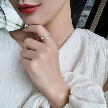 Luksusa Zircon Zelta Krāsa, Dubultā Slāņa Studentu Atvēršanas Gredzeni Sieviete 2022 Jaunu Modes Gothic Pirkstu Rotaslietas Meitene ir Seksīga Gredzens