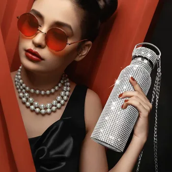 Dimanta Ūdens pudeli, Dimanta Termosa Pudeli, Nerūsējošā Tērauda Dzirkstošo Vakuuma Kolbā Akrobāts Krūze Thermocup par Dāvanu pudelē