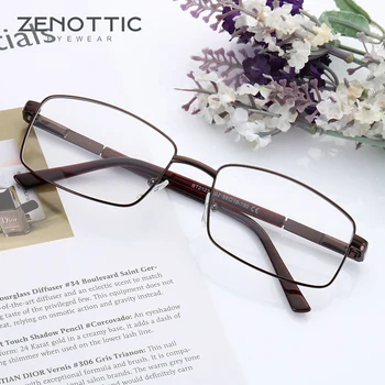 ZENOTTIC Metāla Brilles Rāmis Modes Vīriešu Biznesa Stila Laukumā Ultravieglajiem Optisko Briļļu Tuvredzība Recepšu Brilles