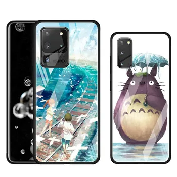 Anime Totoro Ghibli Enerģisks, Rūdīta Stikla Vāks Samsung Galaxy S20 S9 S10 S8 S10E FE Ultra Plus Lite 5G Telefonu Gadījumā