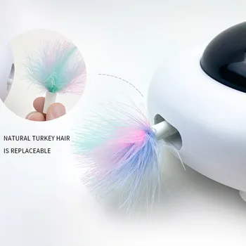 Automātiskā Spalvu Teaser Kaķis Rotaļlietas Interaktīvas Elektriskā Kaķu Medības Rotaļlieta Kaķim Ķert Peles Rotaļlietas Automātiskās Stūrēšanas sistēma ar LED RGB Gaismas