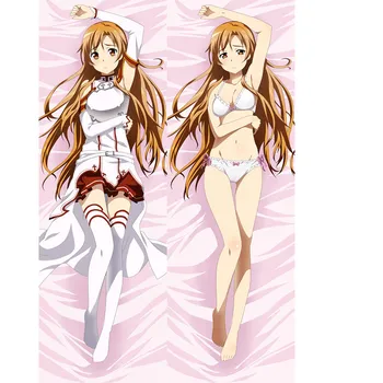 Būtiska de almohada lv línea de Anime Zobens Mākslas Kirito Yuuki Asuna Dakimakura, Seksīga, 3D, doble cara, para cama, būtiska de almohada